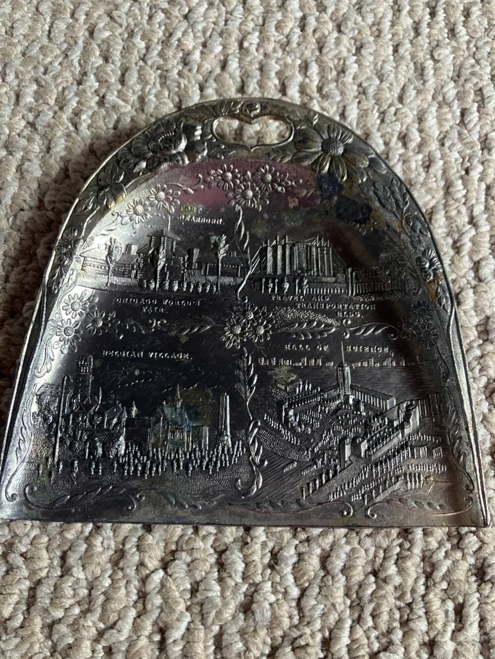 Vintage 1933-34 Chicago Worlds Fair Metal Crumb Catcher Trinket Dish 1 peice